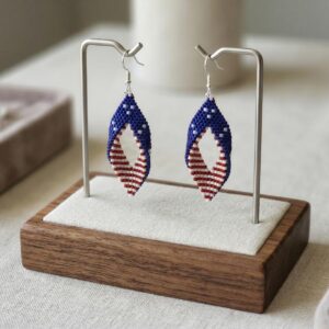Boucles d'oreilles drapeau USA - tissage perles miyuki - argent S925