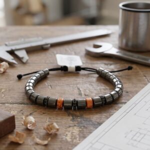 Bracelet Artisanat Masculin en Hématite et Jaspe orange - Équilibre et Ancrage