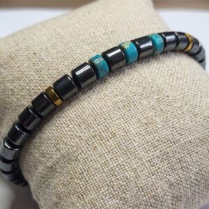 Bracelet Artisanat d’Exception en Hématite et Jaspe bleu