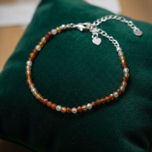 Bracelet fin en Cornaline naturelle - Finitions argentées