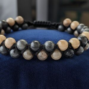 Bracelet double en Labradorite et Pierre du Soleil - Pierres naturelles de 8 mm