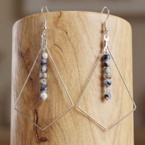 Boucles d'oreilles Agate de feu avec finitions Argentées - Bijou Artisanale en Pierres Naturelles