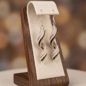 Boucles d'Oreilles Spirales en Perles Miyuki - Artisanat d'Art Rose Brun et Argenté - Crochets en argent S925
