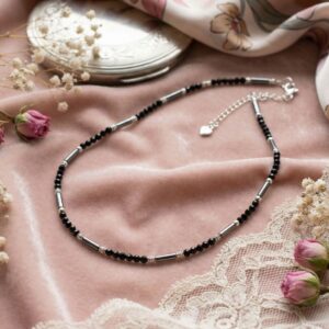 Collier en Tourmaline Noire et Hématite - Bijou Artisanal de Protection - Finitions argentées