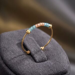 Bague Fine Artisanale Miyuki en Doré et Pastels - Création Unique