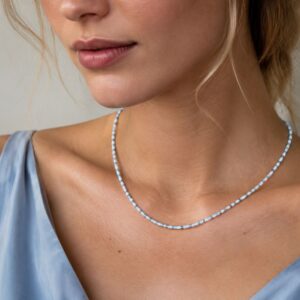 Collier fin en perles Miyuki Delica - Nuances de Bleu Azur et d'argenté