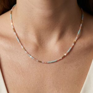 Collier fin en perles Miyuki Pastel et Doré- Élégance et Douceur